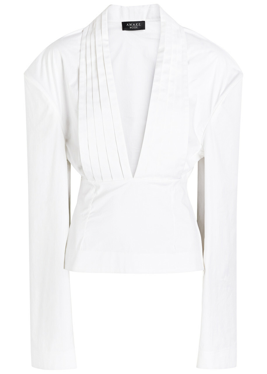 A.W.A.K.E Mode Darted Stretch-cotton Poplin Blouse White