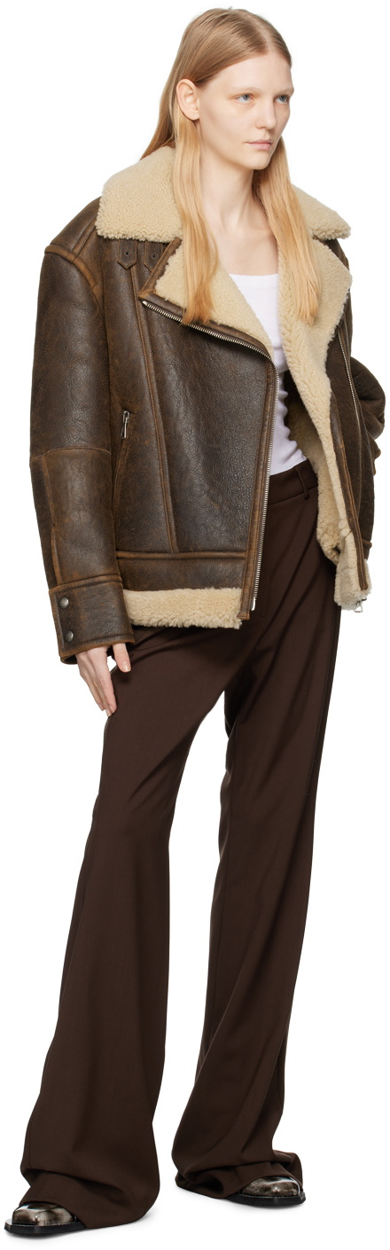 Sportmax Brown Empoli Leather Jacket