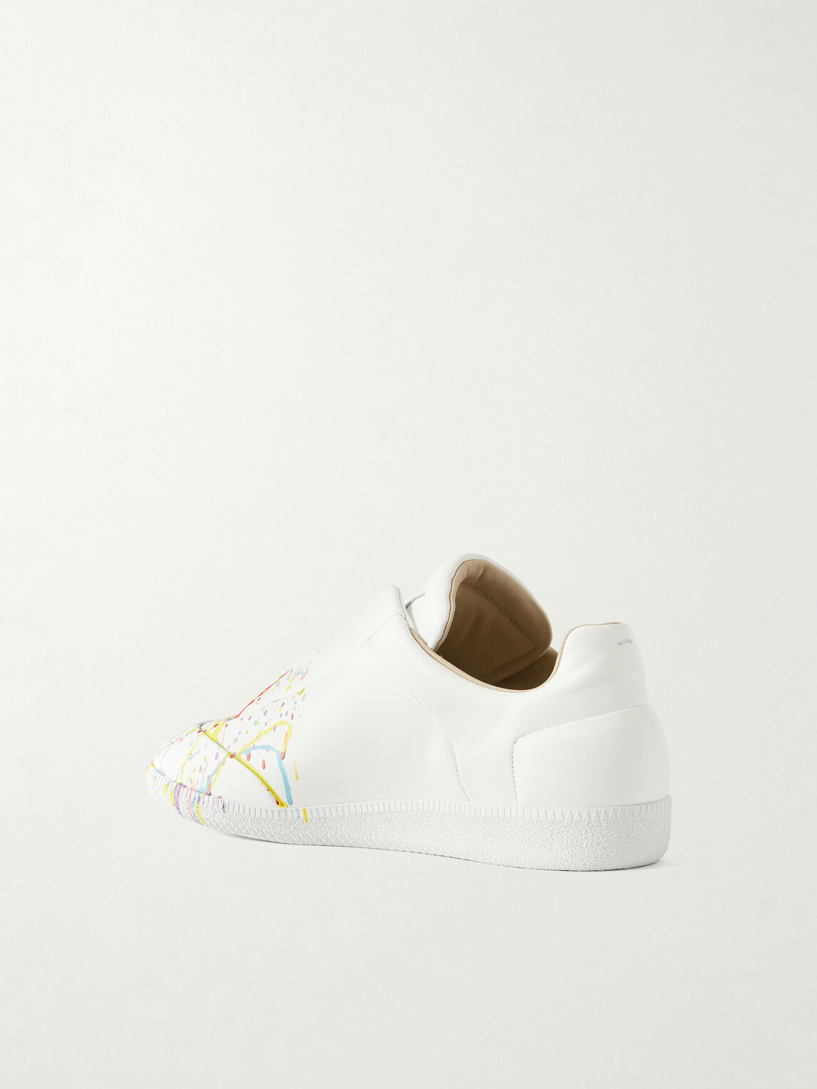 Maison Margiela - Future Low Paint-Splattered Leather Sneakers - White