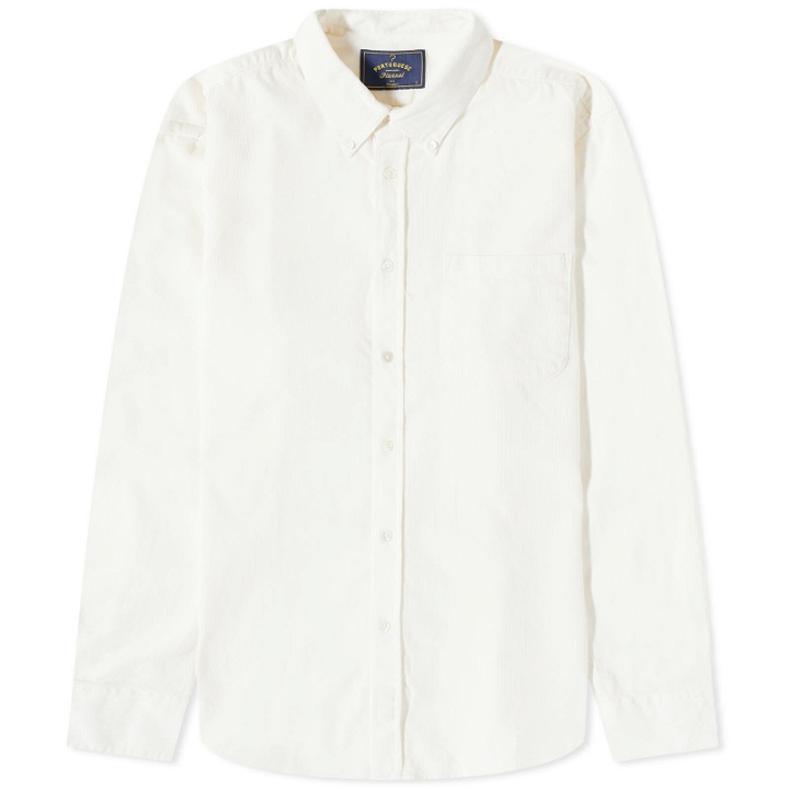 Photo: Portuguese Flannel Men's Cord Buton Down Corduroy Shirt in Off-White