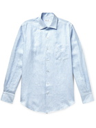 LORO PIANA - Striped Linen Shirt - Blue