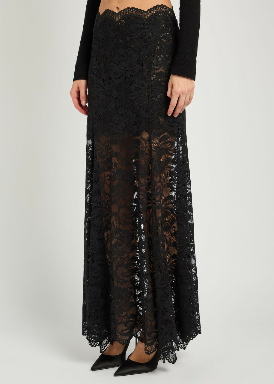 Rabanne Stretch-lace Maxi Skirt Black