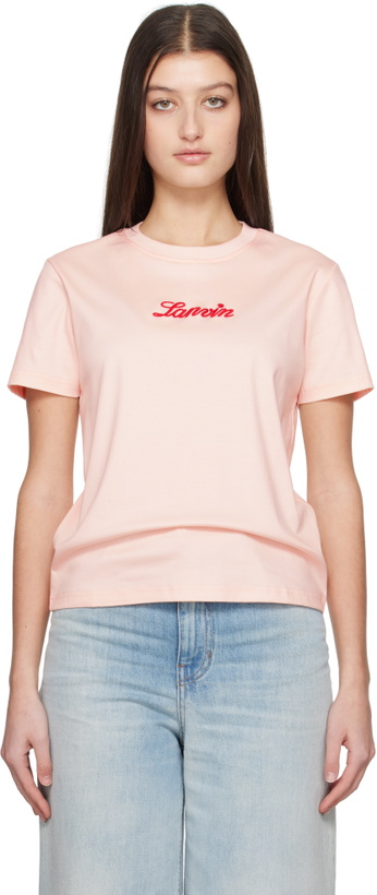 Photo: Lanvin Pink 'Lanvin' Embroidered T-shirt