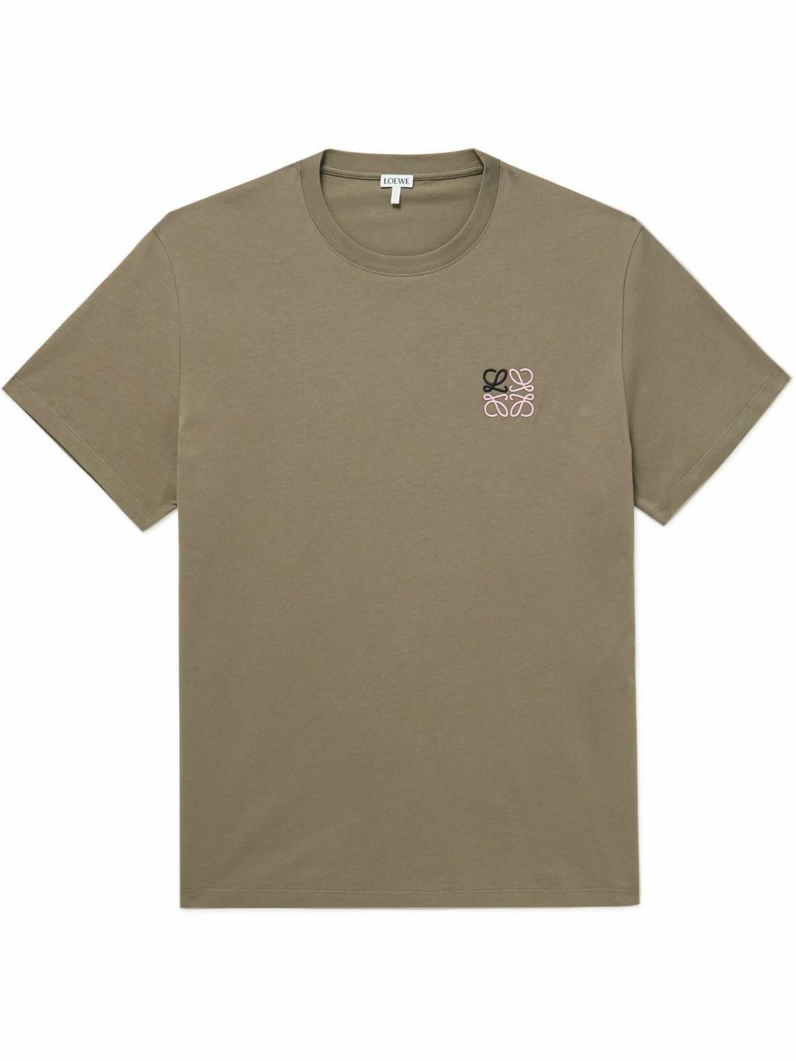 LOEWE - Logo-Embroidered Cotton-Jersey T-Shirt - Gray Loewe