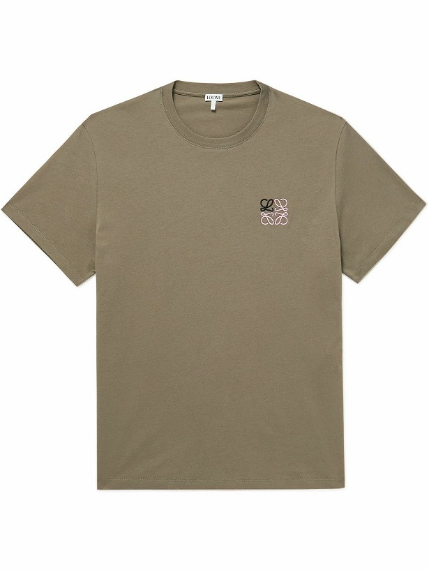 Photo: Loewe - Logo-Embroidered Cotton-Jersey T-Shirt - Gray