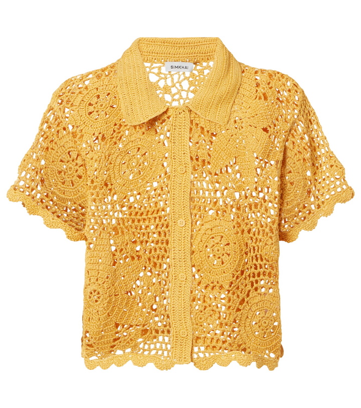 Photo: Simkhai Macks floral crochet cotton shirt