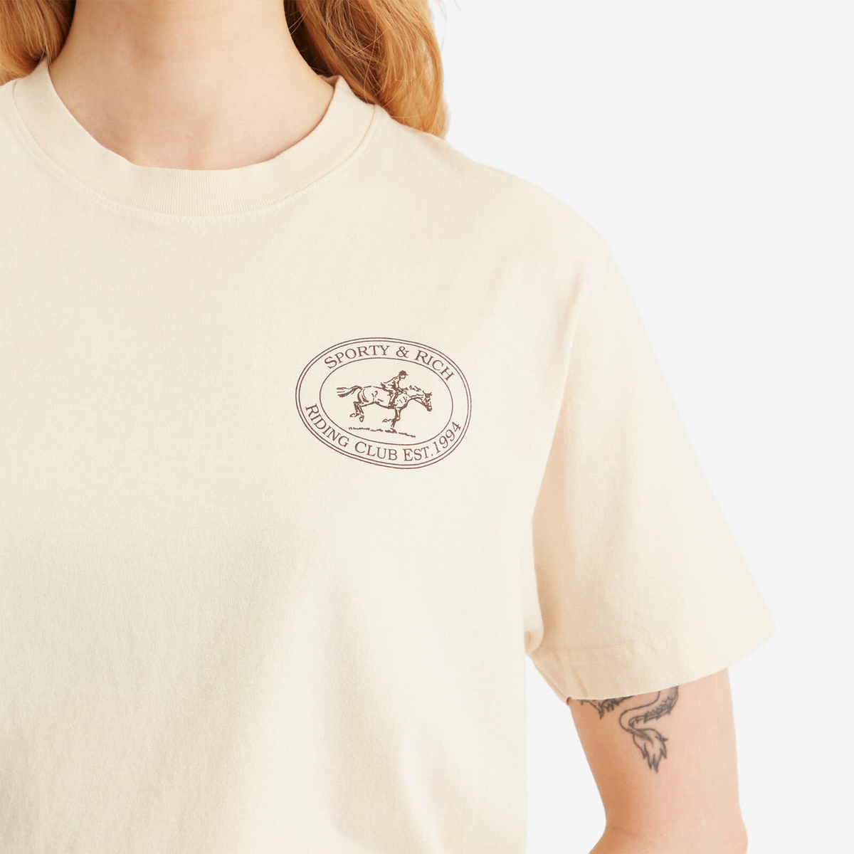 Sporty & Rich Women's Riding Club T-Shirt in Cream