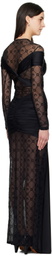 Marine Serre Black Draped Jersey Knotted Midi Dress