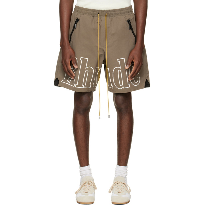 Photo: Rhude Taupe 'RH' Logo Shorts