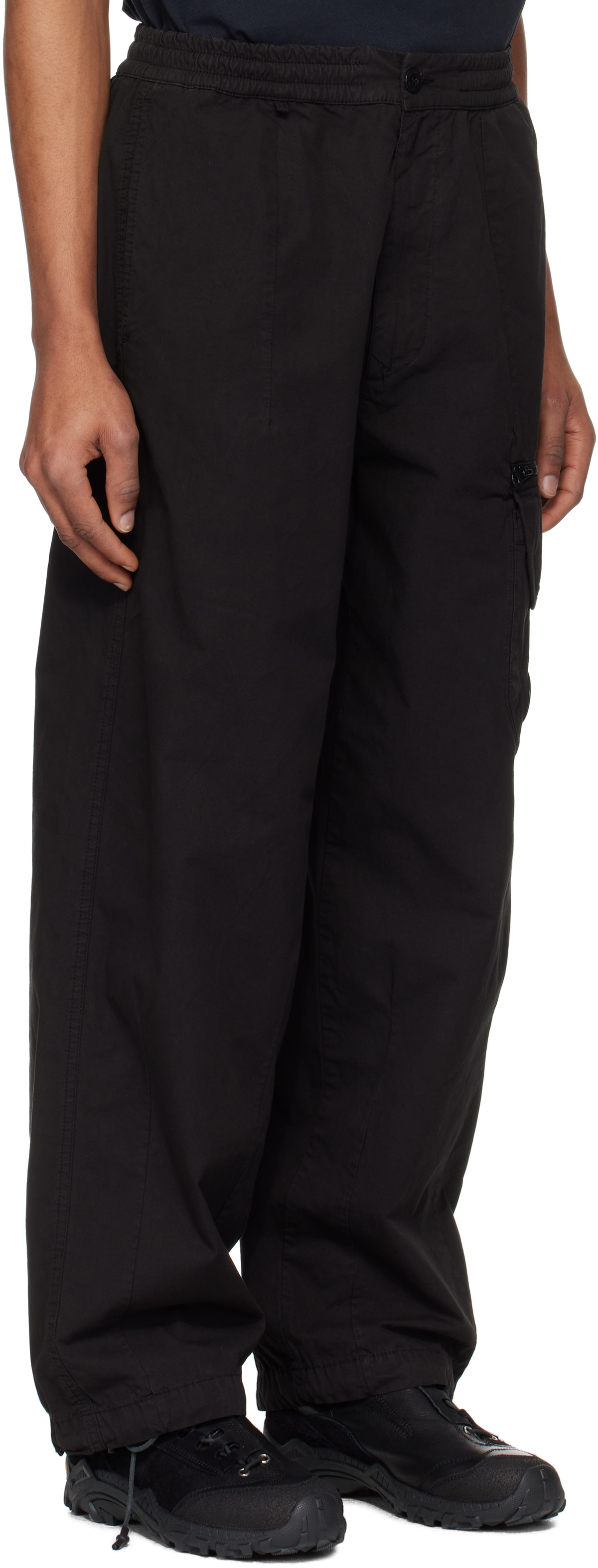 C.P. Company Black Microreps Boxy Lens Cargo Pants C.P. Company