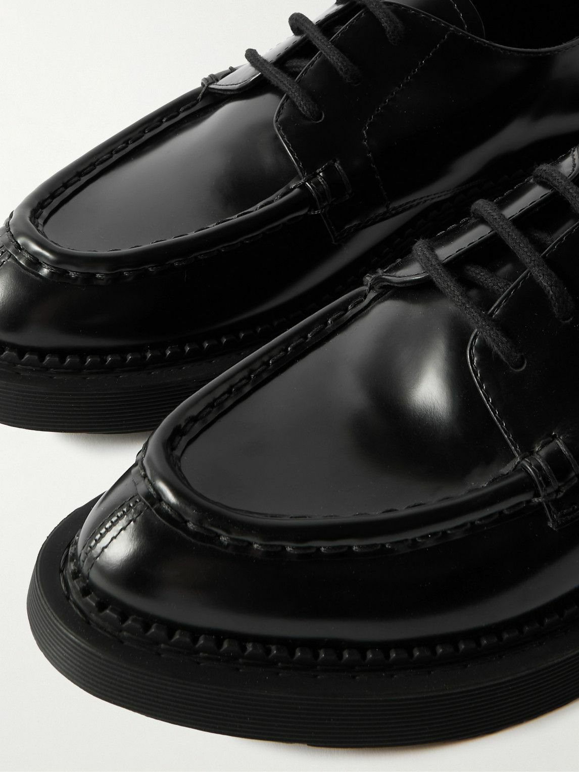 SAINT LAURENT - Wim Polished-Leather Derby Shoes - Black  display picture 2