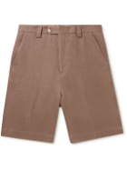 UMIT BENAN B - Straight-Leg Linen Shorts - Brown