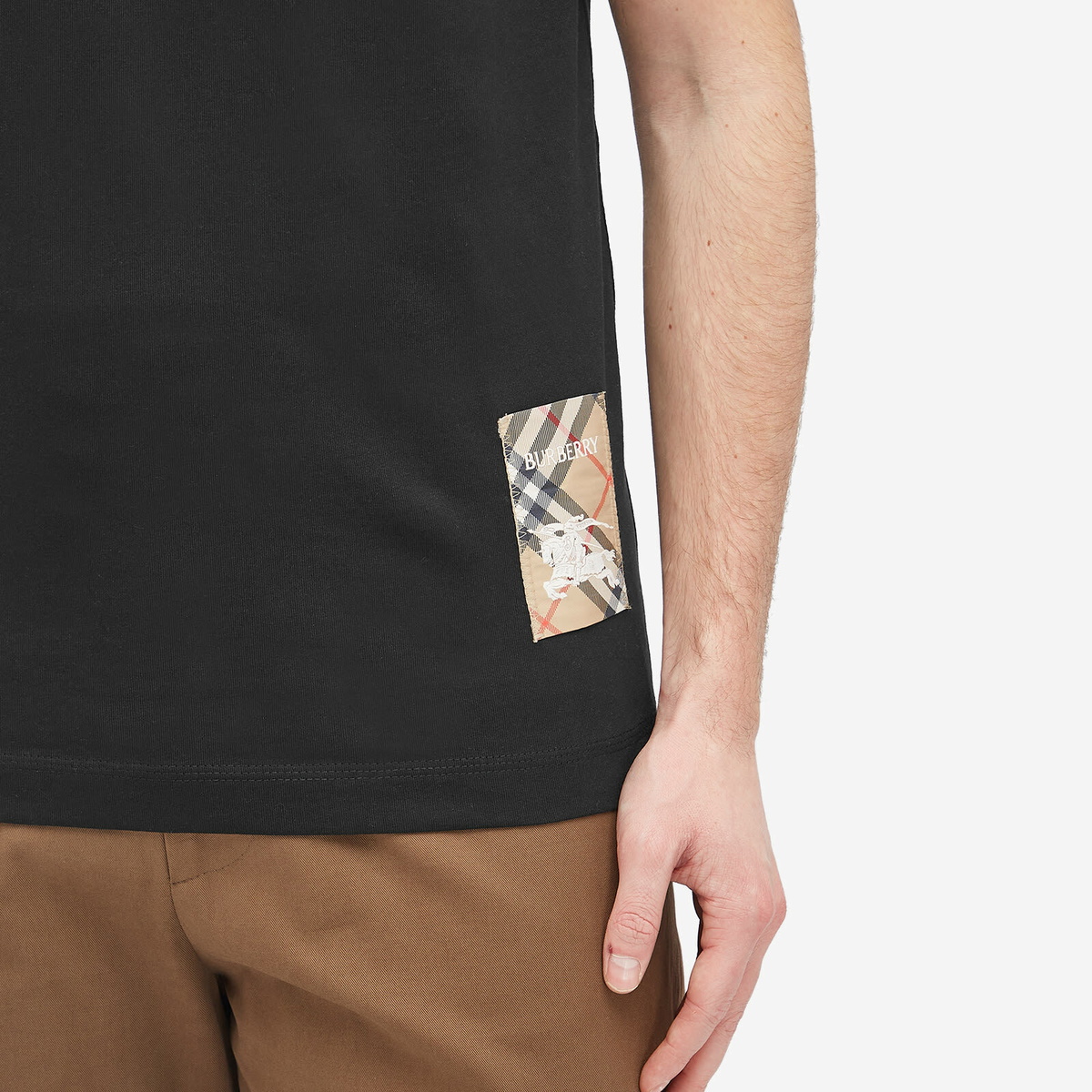 Burberry Men's Check Label T-Shirt in Black Burberry