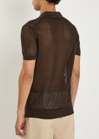 Tom Ford Crochet-knit Sheer Cotton and Silk-blend Polo Shirt Brown