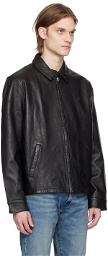 Polo Ralph Lauren Black Embroidered Leather Jacket