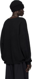 Fear of God ESSENTIALS Black Waffle Long Sleeve Crewneck Sweatshirt