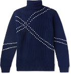 Raf Simons - Embroidered Virgin Wool Rollneck Sweater - Men - Navy