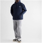 Vetements - Logo-Print Fleece-Back Cotton-Blend Jersey Hoodie - Blue