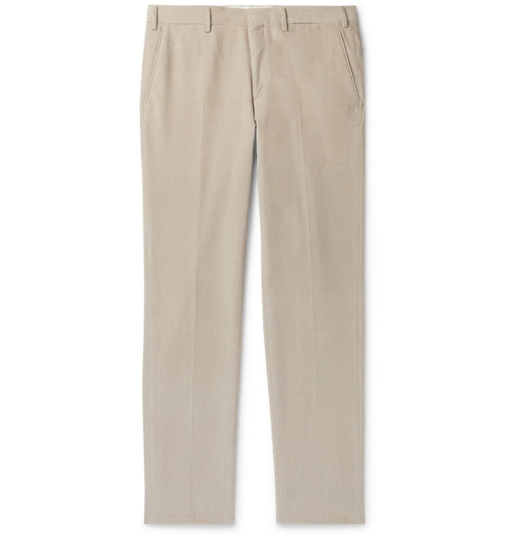 Photo: Brioni - Tapered Cotton-Corduroy Trousers - Neutrals