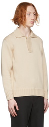 AURALEE Beige Cord Plating Knit Polo