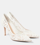 Gianvito Rossi Lyon 85 leather-trimmed lace pumps