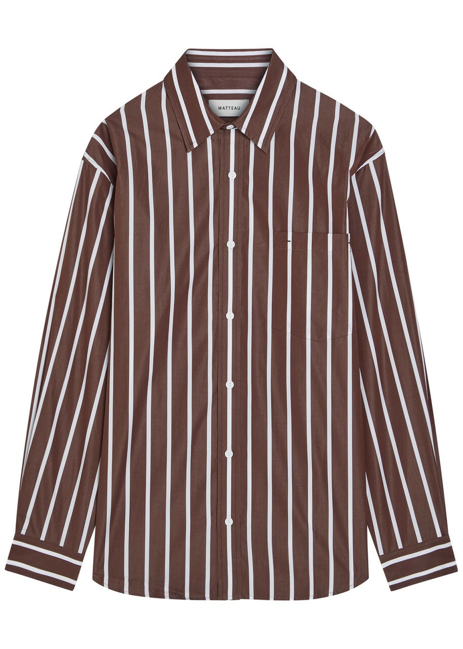 Matteau Striped Cotton-poplin Shirt Brown