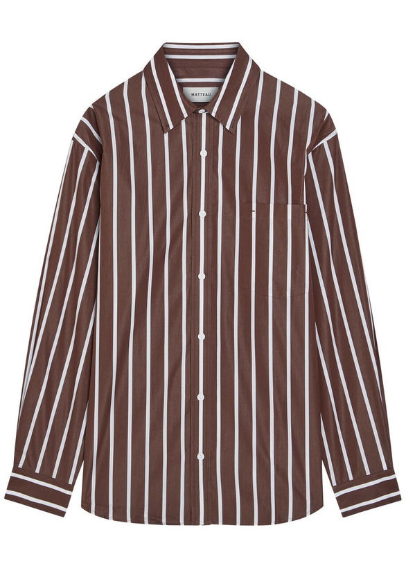 Photo: Matteau Striped Cotton-poplin Shirt Brown
