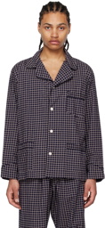 Bode Navy Grid Pyjama Shirt