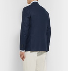 Canali - Kei Slim-Fit Micro-Checked Silk and Wool-Blend Blazer - Blue