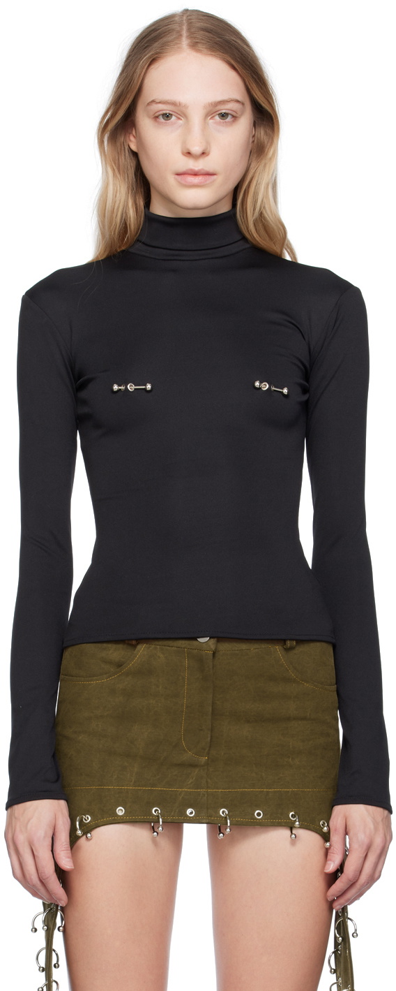 Lado Bokuchava Black Pierced Turtleneck