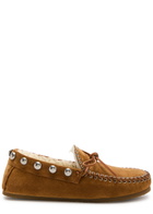 Isabel Marant étoile Fitza Embellished Suede Loafers Tan