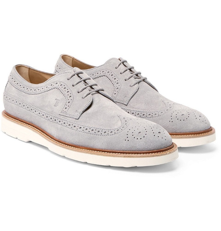 Photo: Tod's - Suede Longwing Brogues - Men - Gray