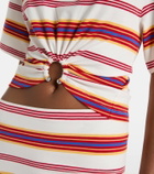 Rabanne Gathered striped cotton-blend T-shirt