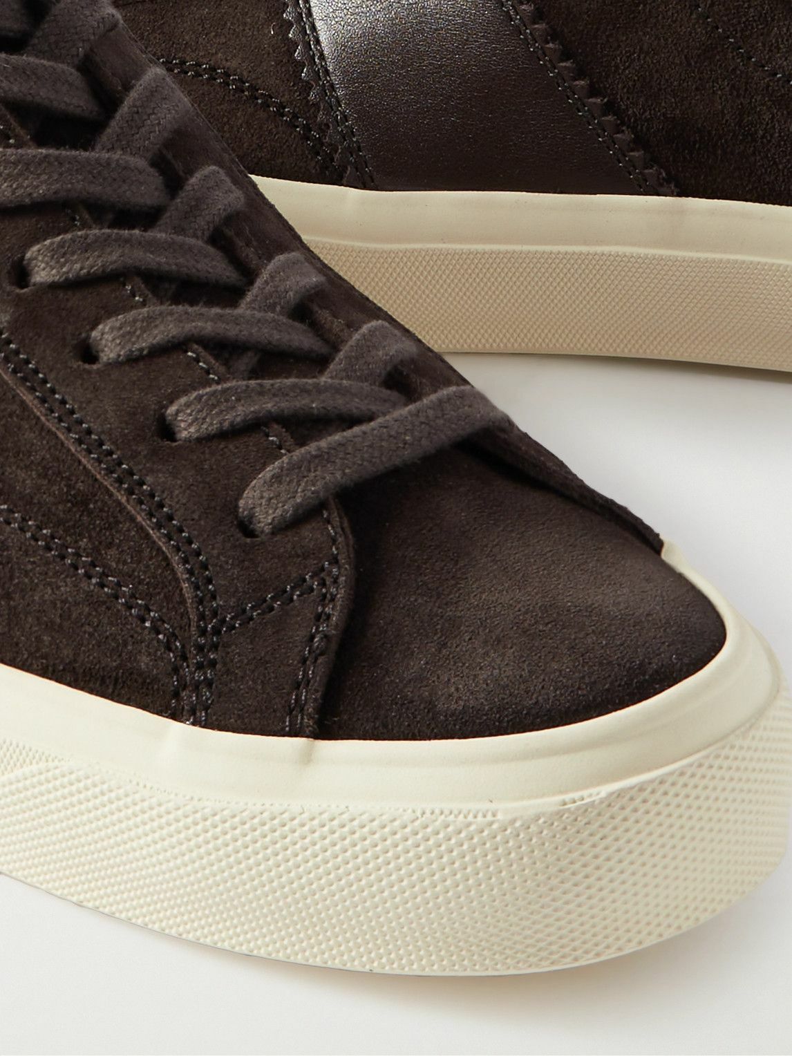 TOM FORD - Cambridge Leather-Trimmed Suede Sneakers - Brown