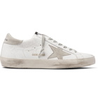 Golden Goose - Superstar Distressed Patent-Leather and Suede Sneakers - White