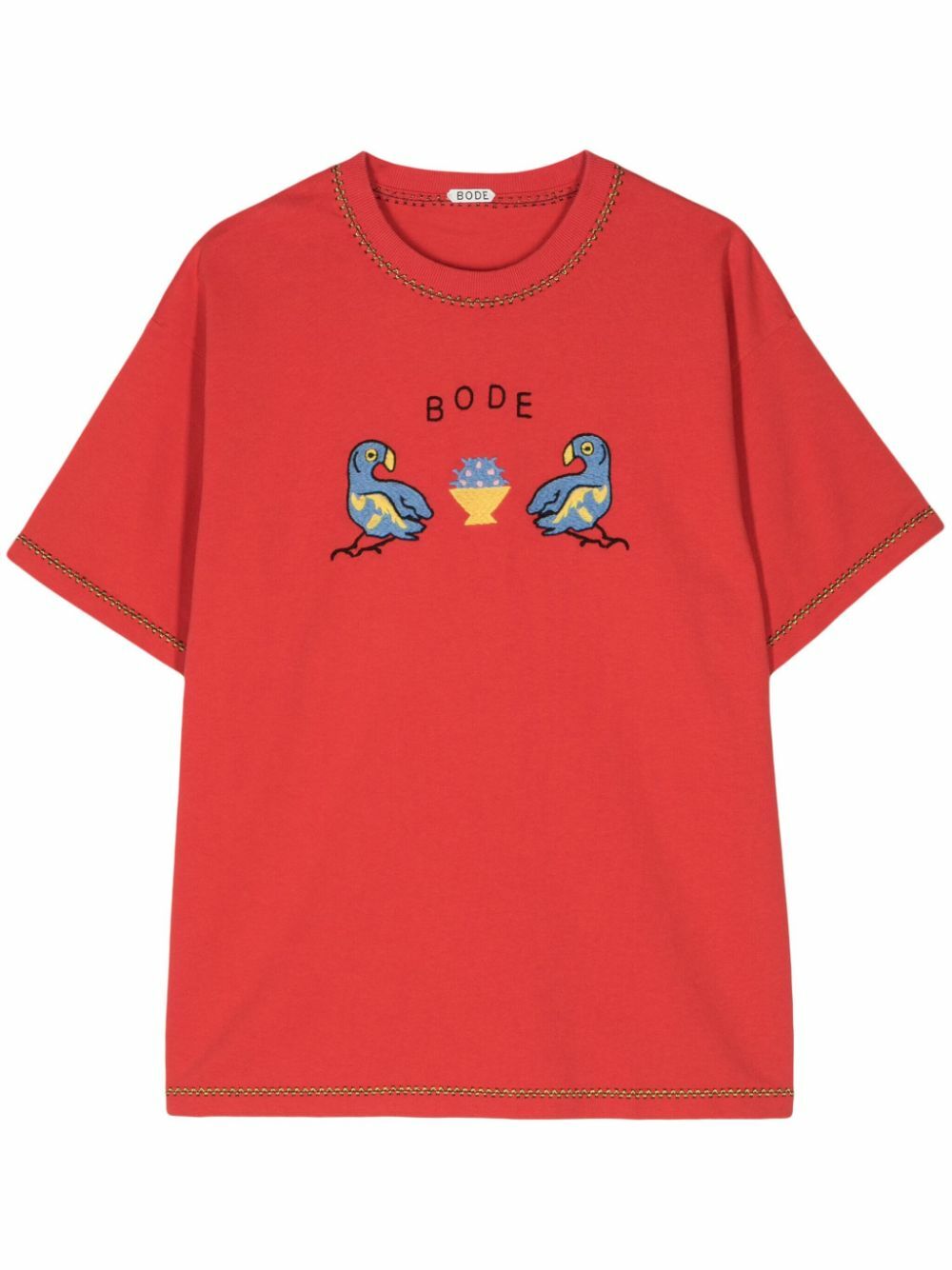 BODE Red Twin Parakeet Embroidered T-Shirt Bode