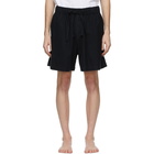 Tekla Black Flannel Pyjama Shorts