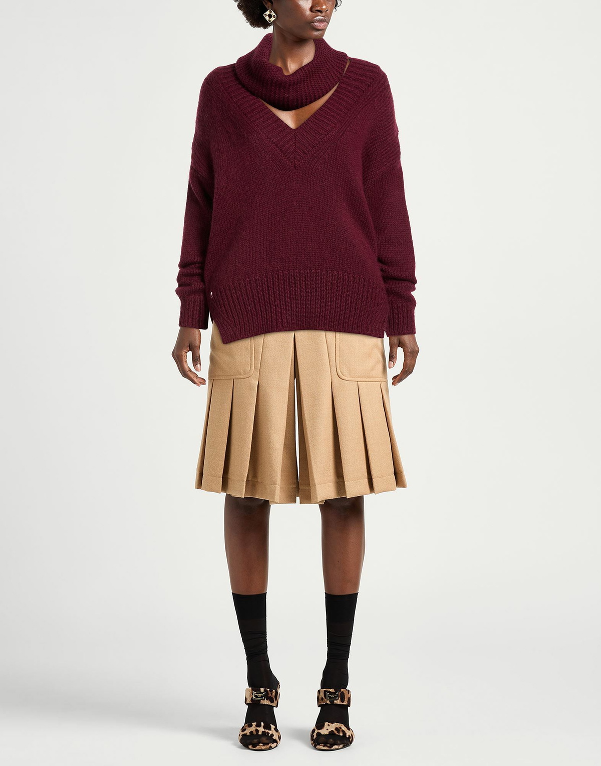 Manila Grace Womens Turtleneck Burgundy