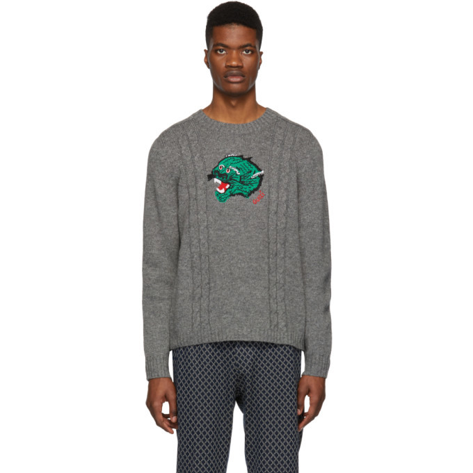 Photo: Gucci Grey Wool Panther Face Sweater