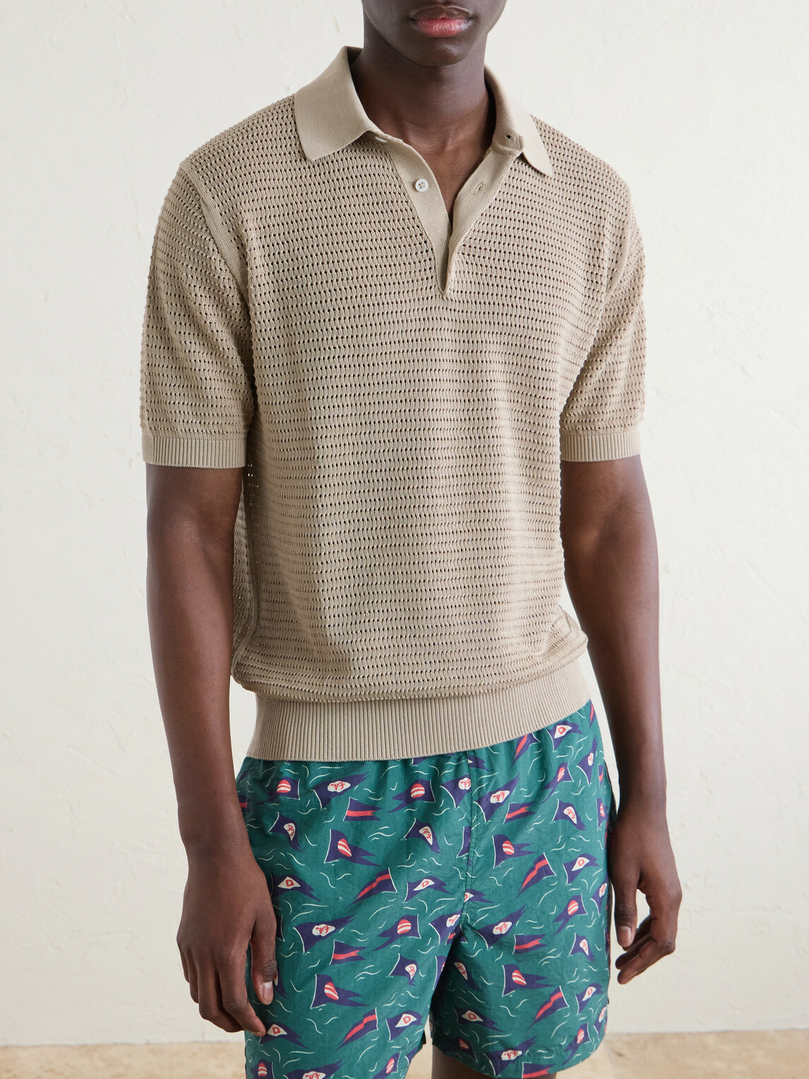 Drake's - Mesh-Knit Cotton Polo Shirt - Neutrals