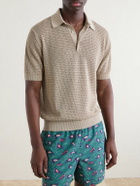 Drake's - Mesh-Knit Cotton Polo Shirt - Neutrals