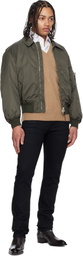 TOM FORD Green Satin Nylon Flight Bomber Jacket