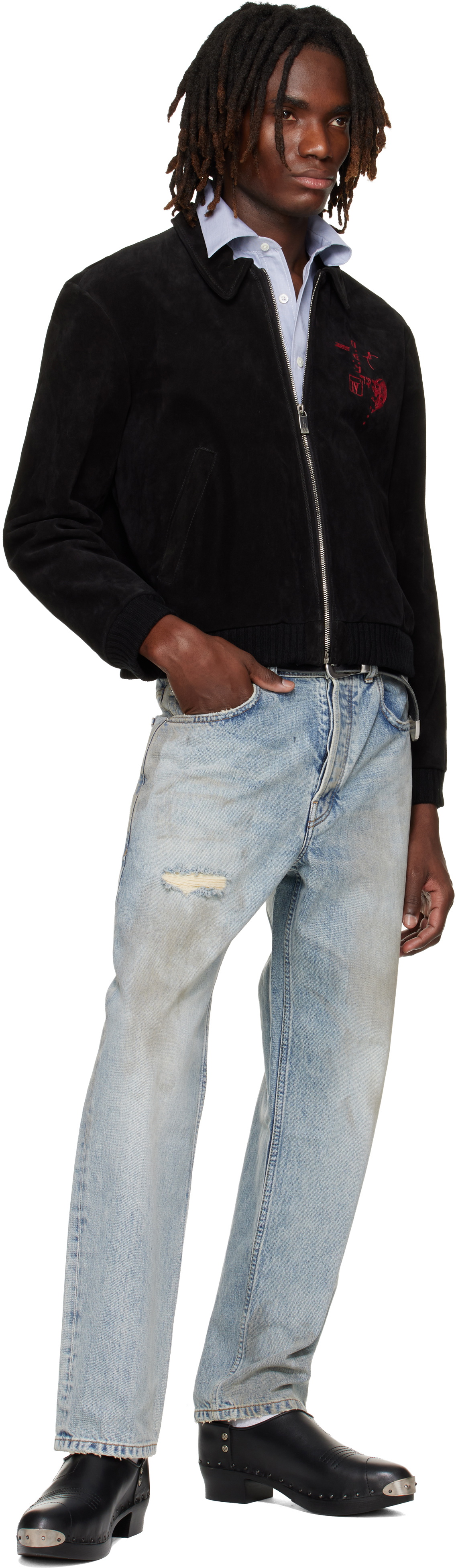 Enfants Riches Déprimés Black 'Constructivist' Suede Jacket