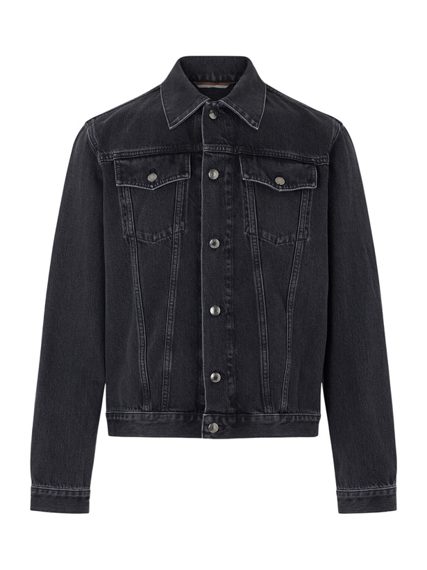 Photo: Canali - Leather-Trimmed Denim Jacket - Black