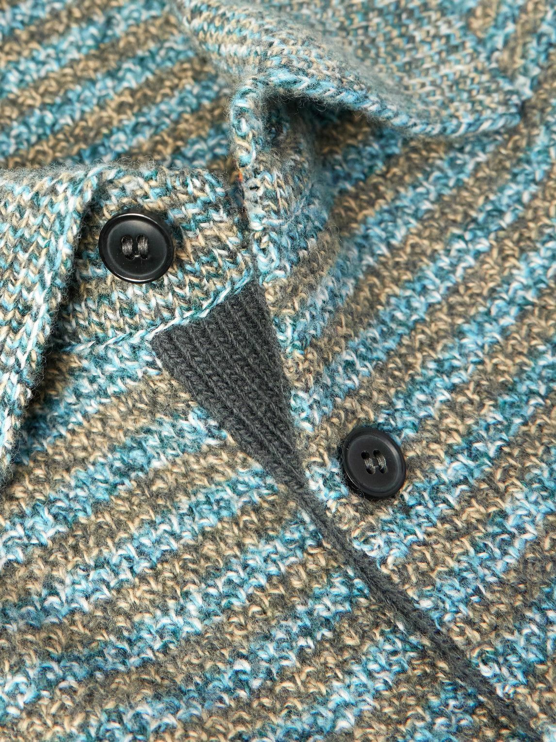 Paul Smith - Striped Wool Polo Shirt - Blue