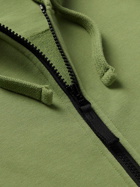 Stone Island - Garment-Dyed Logo-Appliquéd Cotton-Jersey Zip-Up Hoodie - Green