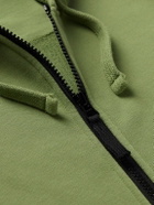 Stone Island - Garment-Dyed Logo-Appliquéd Cotton-Jersey Zip-Up Hoodie - Green