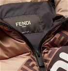 Fendi - Logo-Print Quilted Shell Down Gilet - Men - Brown