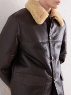 Officine Générale - Ilan Shearling-Lined Leather Jacket - Brown