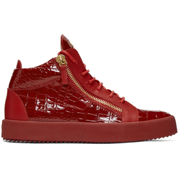 Photo: Giuseppe Zanotti Red Patent Croc May London High-Top Sneakers 